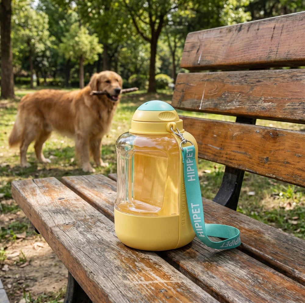 Portable 2-1 Pet Water & Food Dispenser, Large Capacity, Leak Proof, Food + Water Combo