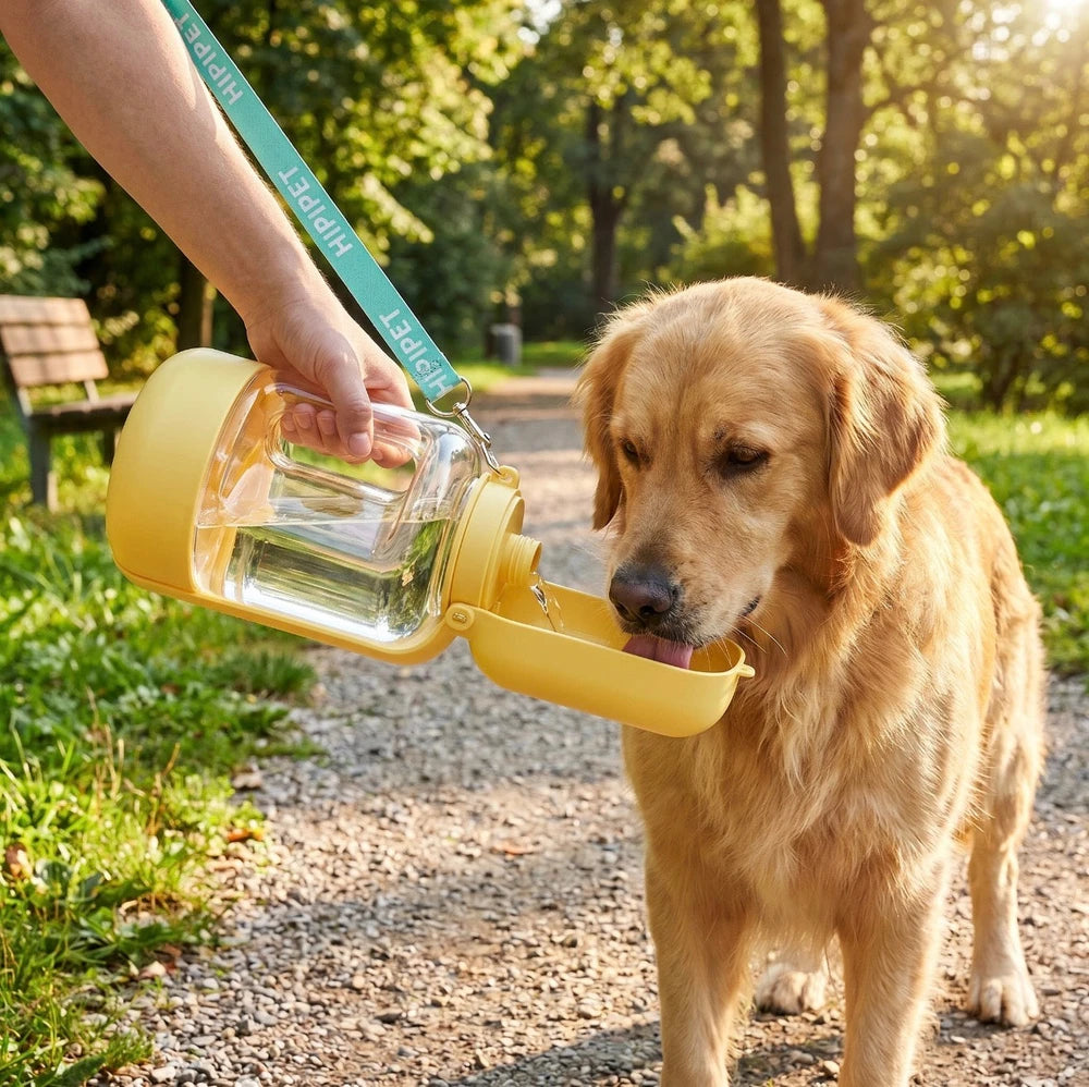 Portable 2-1 Pet Water & Food Dispenser, Large Capacity, Leak Proof, Food + Water Combo