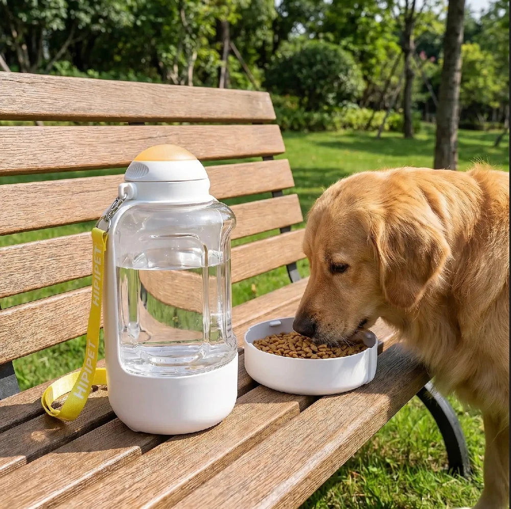 Portable 2-1 Pet Water & Food Dispenser, Large Capacity, Leak Proof, Food + Water Combo