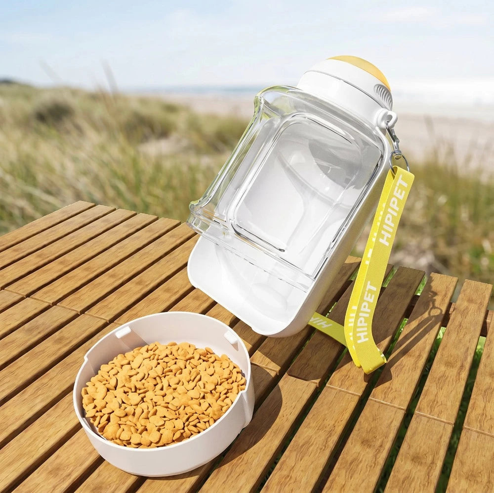 Portable 2-1 Pet Water & Food Dispenser, Large Capacity, Leak Proof, Food + Water Combo