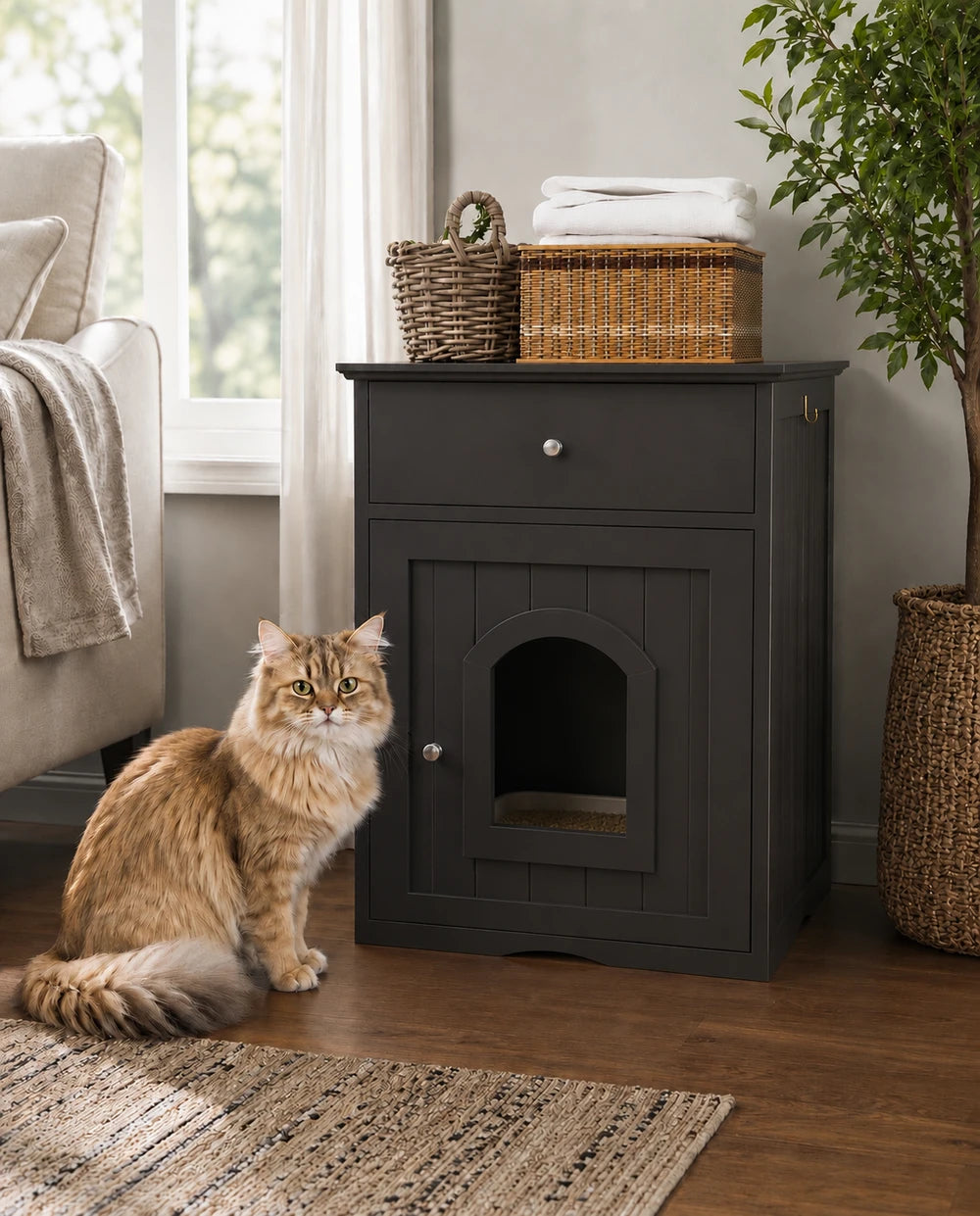 Modern Cat Hideaway Cabinet™ | Bed & Toy Storage, Litter Box Enclosure