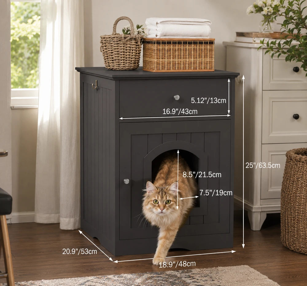 Modern Cat Hideaway Cabinet™ | Bed & Toy Storage, Litter Box Enclosure